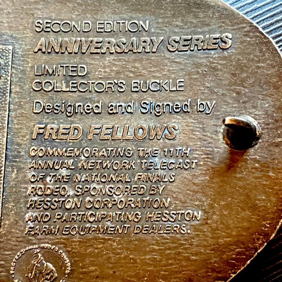 Vintage 1984 Hesston National Finals Rodeo Belt Buckle by Fred Fellows - Picture 3 of 3